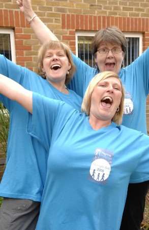 Teaching assistants Barbara Thompson, Tracy Downs and Theresa Shiel looking forward to the Pilgrims Hospices Midnight Walk. Picture: Terry Scott