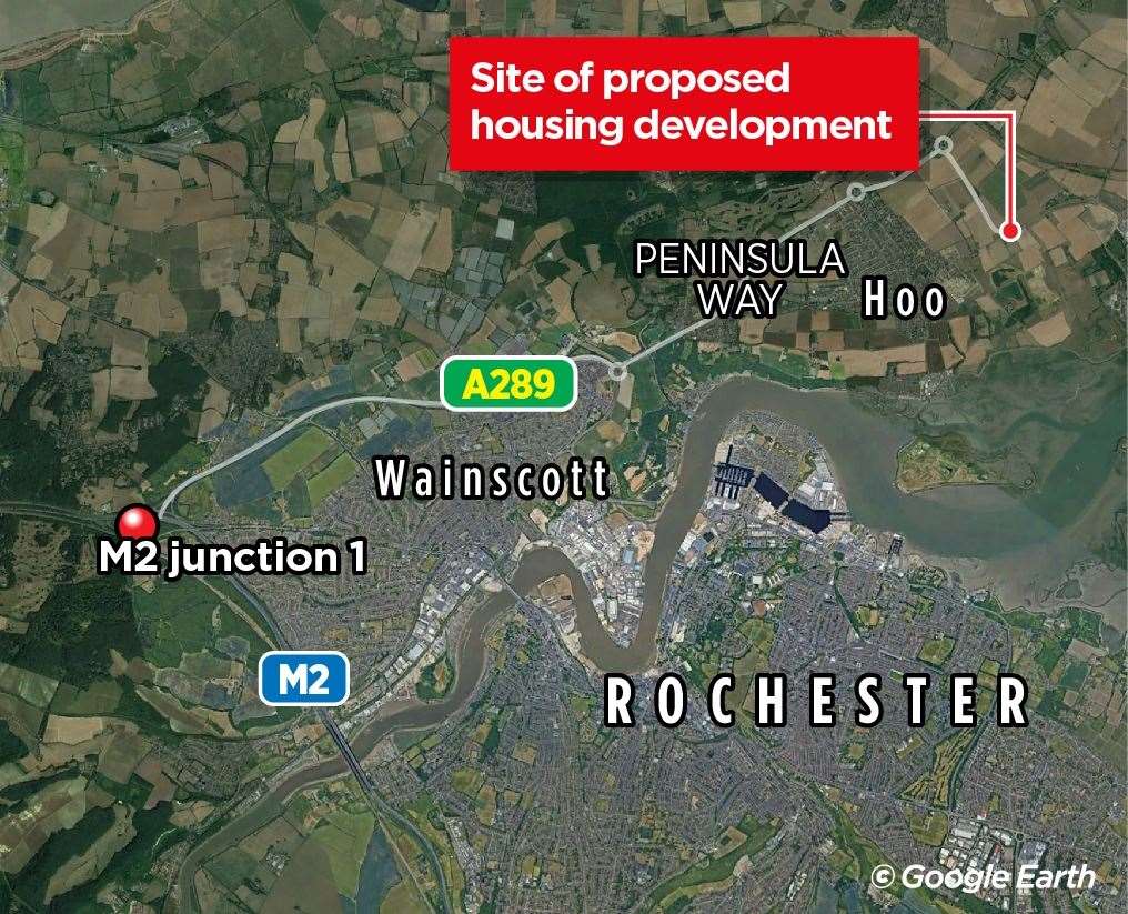 The development is about seven miles from Junction 1 of the M2