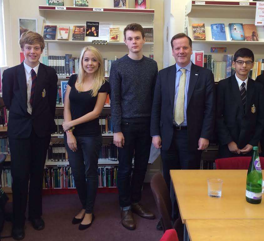 Charlie Elphicke MP with students from the Dover Grammar School for Boys