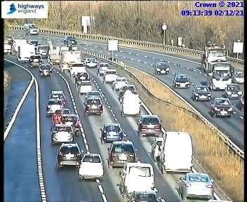 Traffic is queueing on the A2 near Dartford. Picture: National Highways