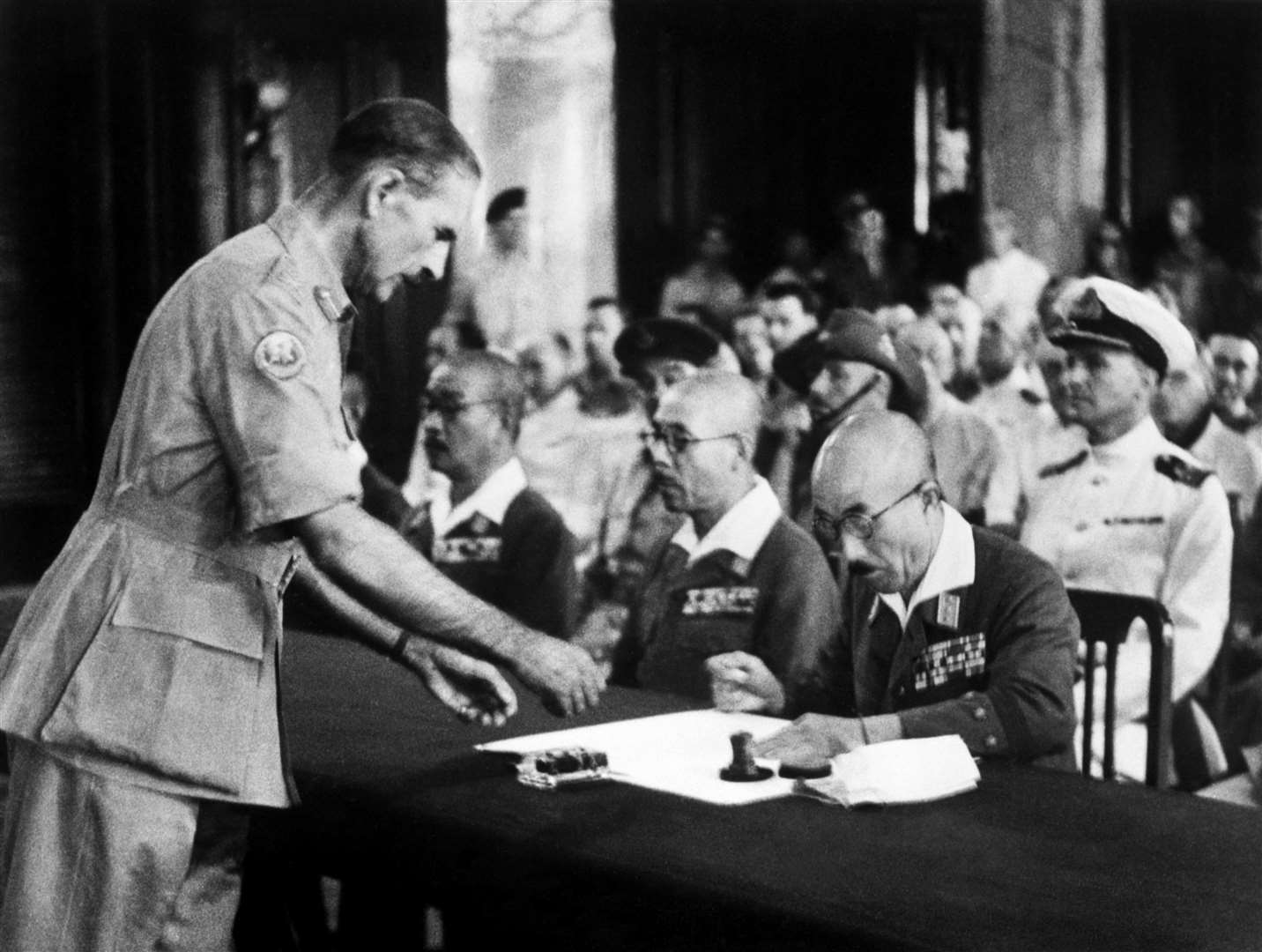 A ceremony marking the surrender of the Japanese Imperial Army handed back Singapore to the Allies (PA)