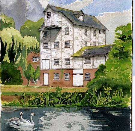 Tom Burnham's painting of Chilham watermill
