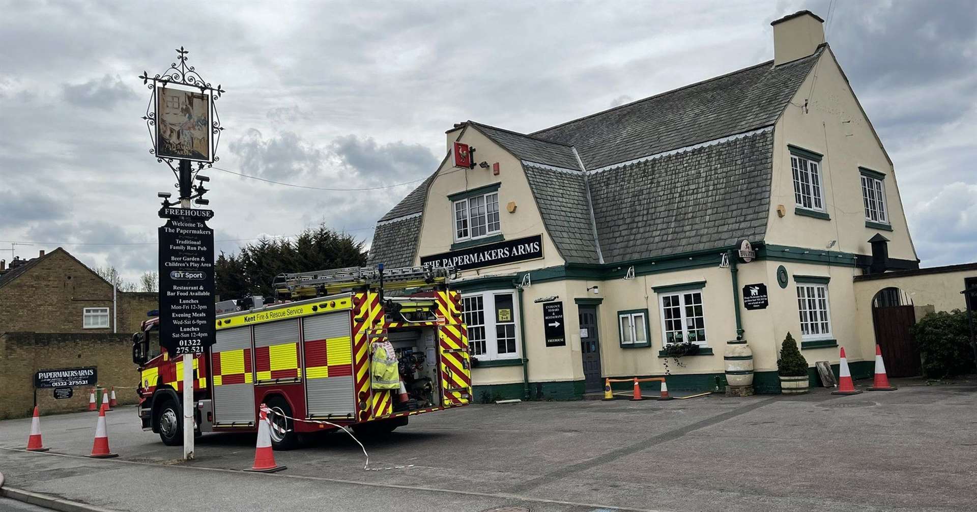 Crews have parked at The Papermakers Arms. Picture: UKNIP