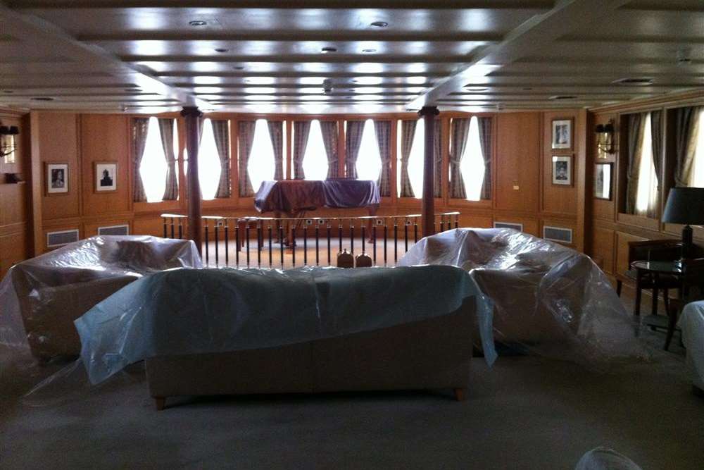 Much of the furniture on board has been covered up