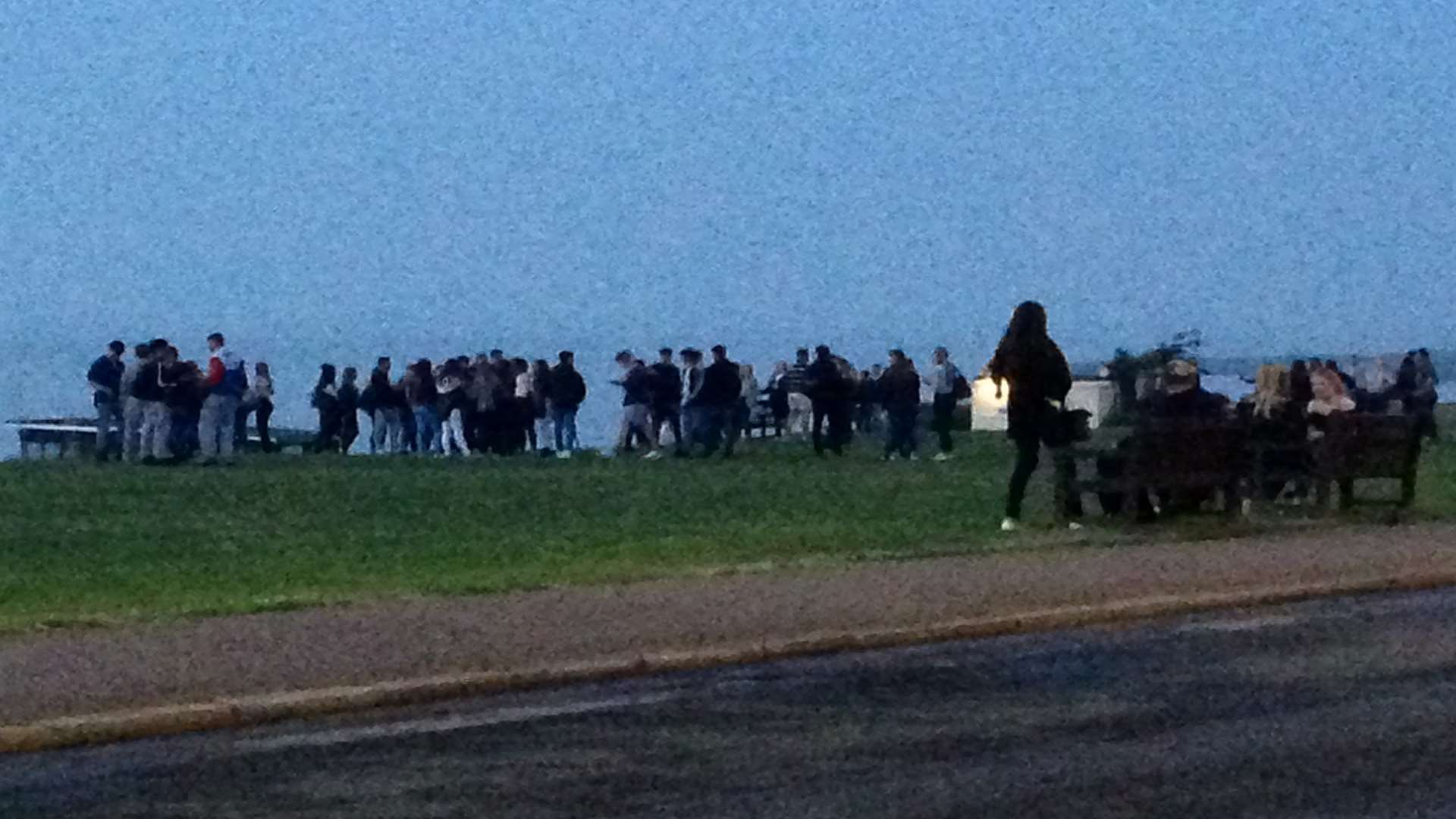 Youths gather on Marine Parade in Tankerton.