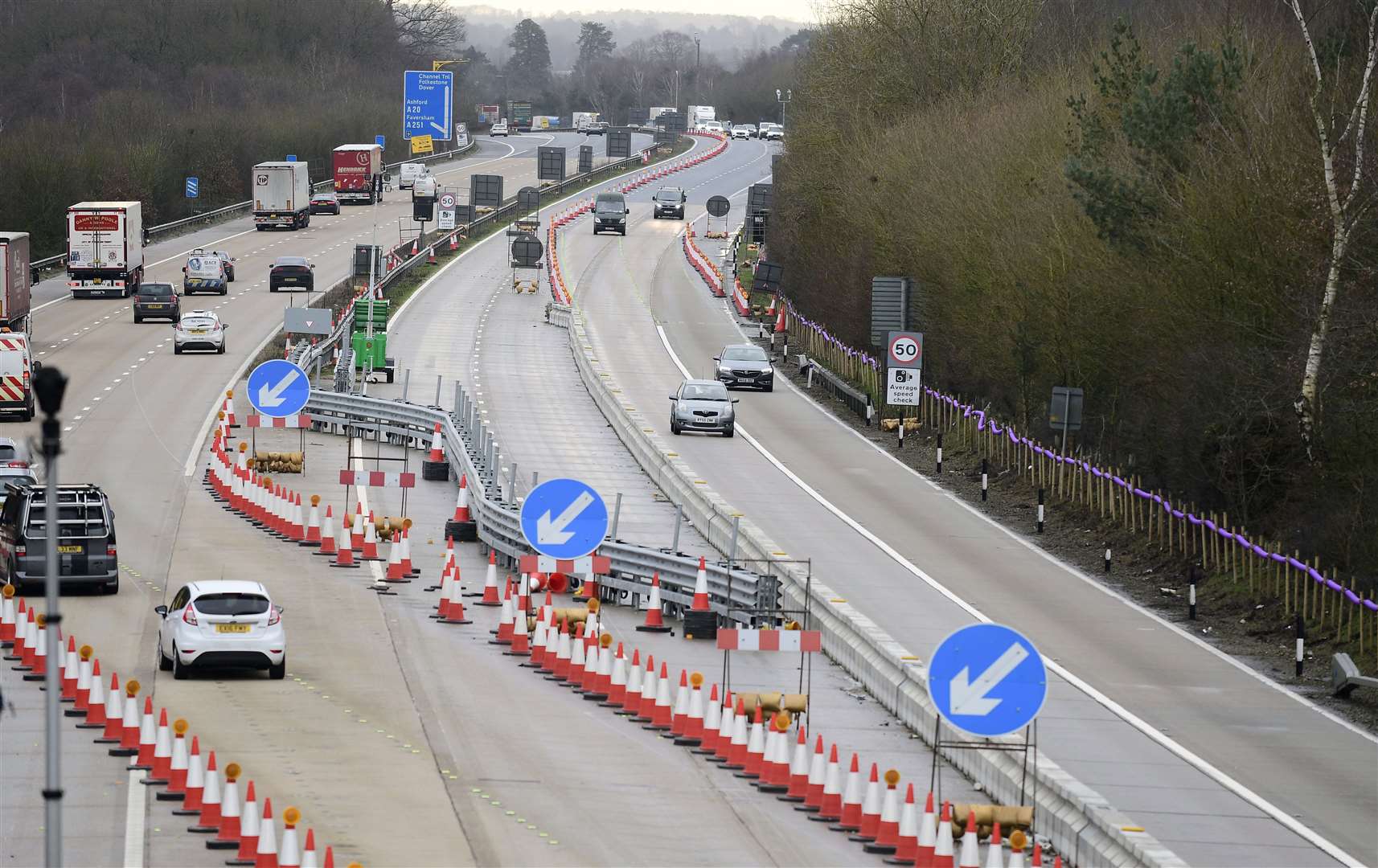 The contraflow system returned over the weekend, meaning drivers are now facing narrows lanes and a 50mph limit. Picture: Barry Goodwin