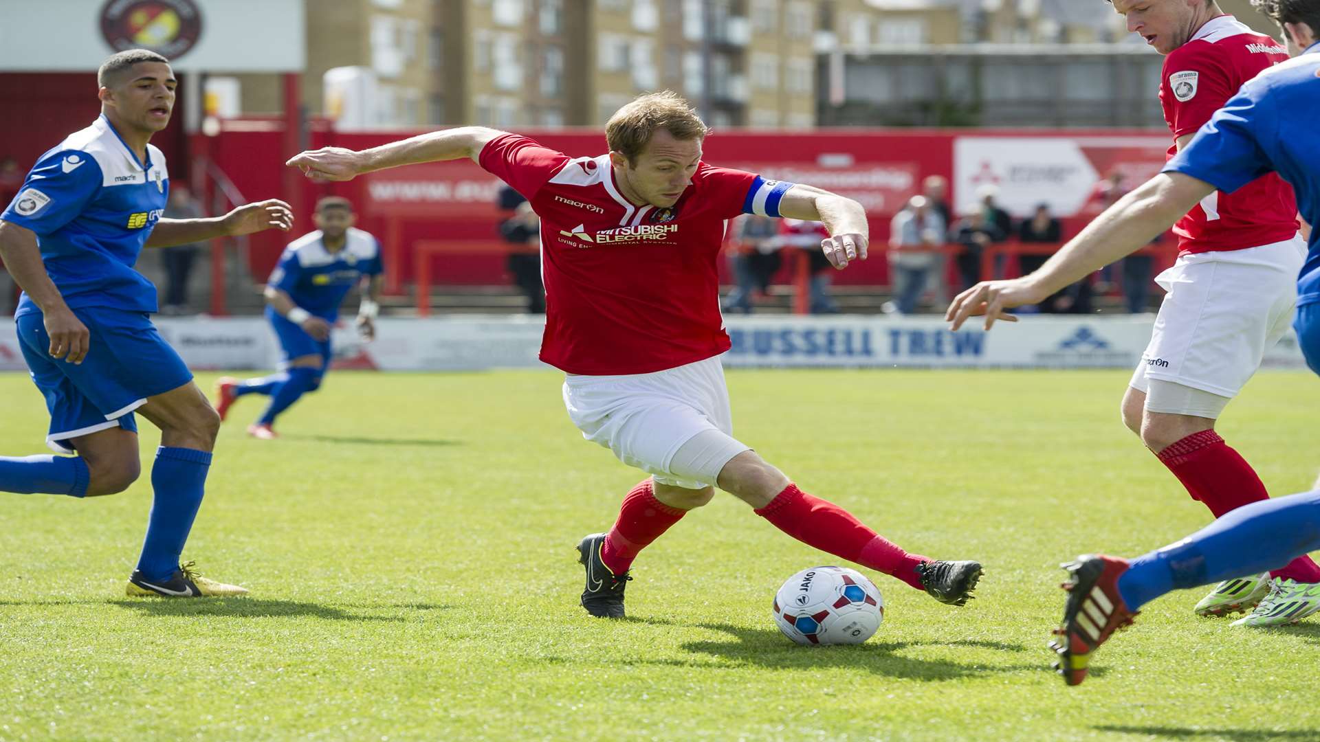 Stuart Lewis on the ball for Ebbsfleet against Bishop's Stortford Picture: Andy Payton