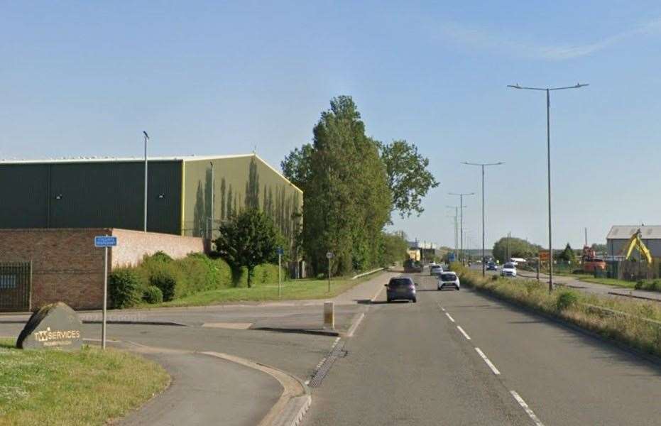 The part of the A256 in Sandwich, near Thanet Waste Services, where the creature was spotted. Picture: Google Street View
