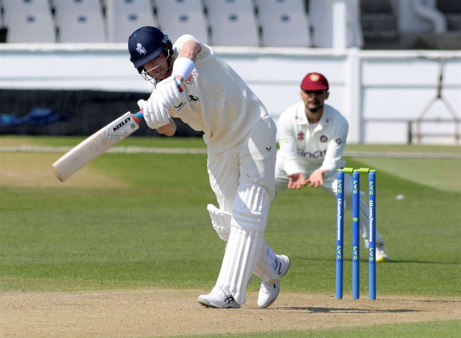 Joe Denly – struck 105 not out against Lancashire on the second day of their County Championship clash at Canterbury. Picture: Barry Goodwin