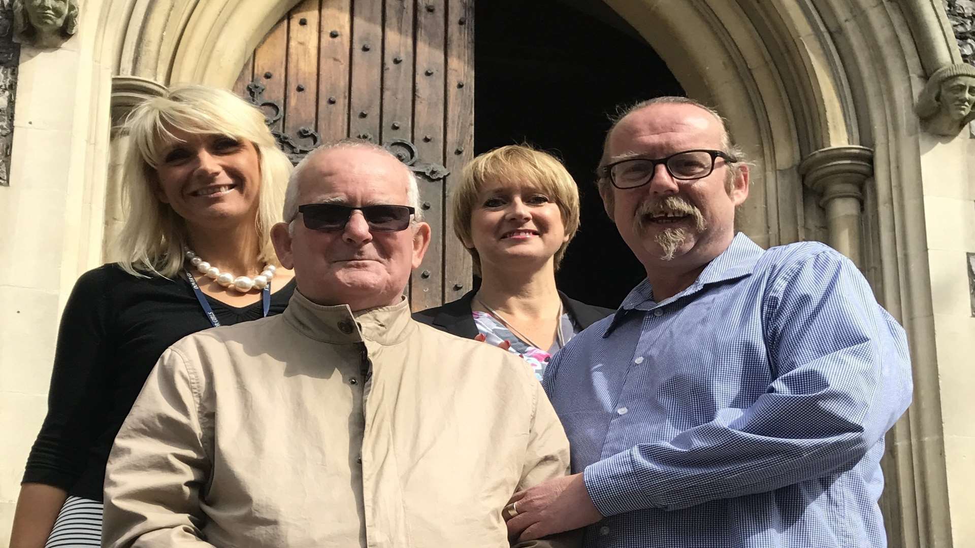 From left Linda's daughter, Emma Lyons, Ronnie's husband Christopher, Linda's daughter Sara Atkinson and Ronnie's son Shaun. Picture courtesy of JIGintheBOX Entertainment.
