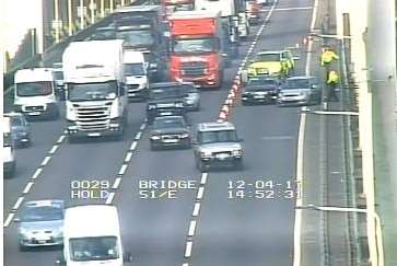 Two vehicles collided on the bridge. Picture: Highways England