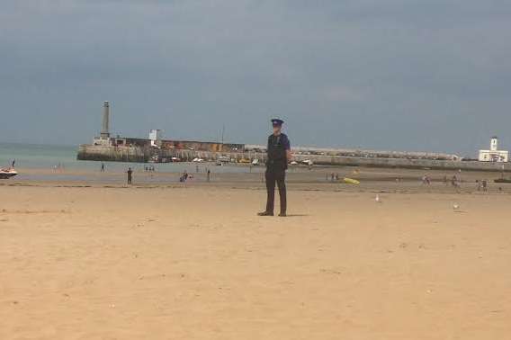 Police have cordoned off an area of the beach. Picture: Roarke Alexander