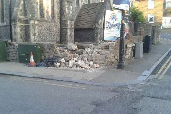 St Bartholomew's Chapel wall has been damaged