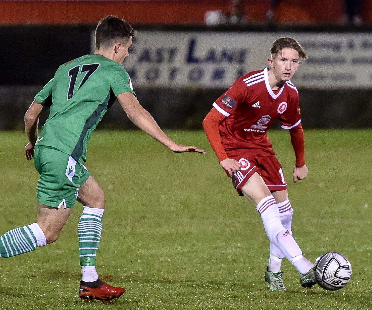 Ramsgate new boy Bradley Ryan, right, in action for former club Welling United Picture Dave Budden