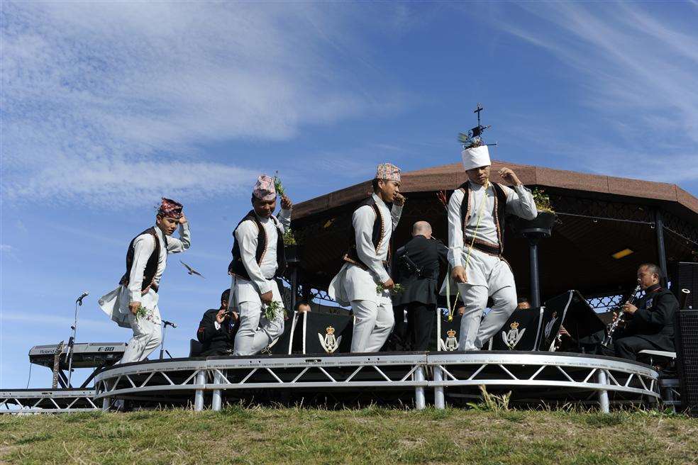 Gurkhas perform on Walmer's memorial bandstand
