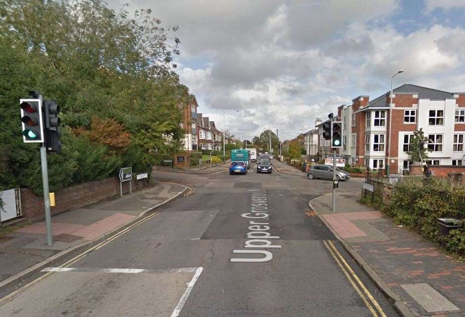 Reports a hole has opened up on Upper Grosvenor Road, Tunbridge Wells. Pic: Google Street View