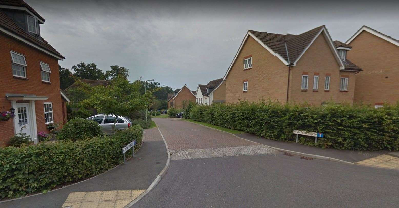 The incident happened in Myrtle Green, Ashford. Picture: Google (24298684)