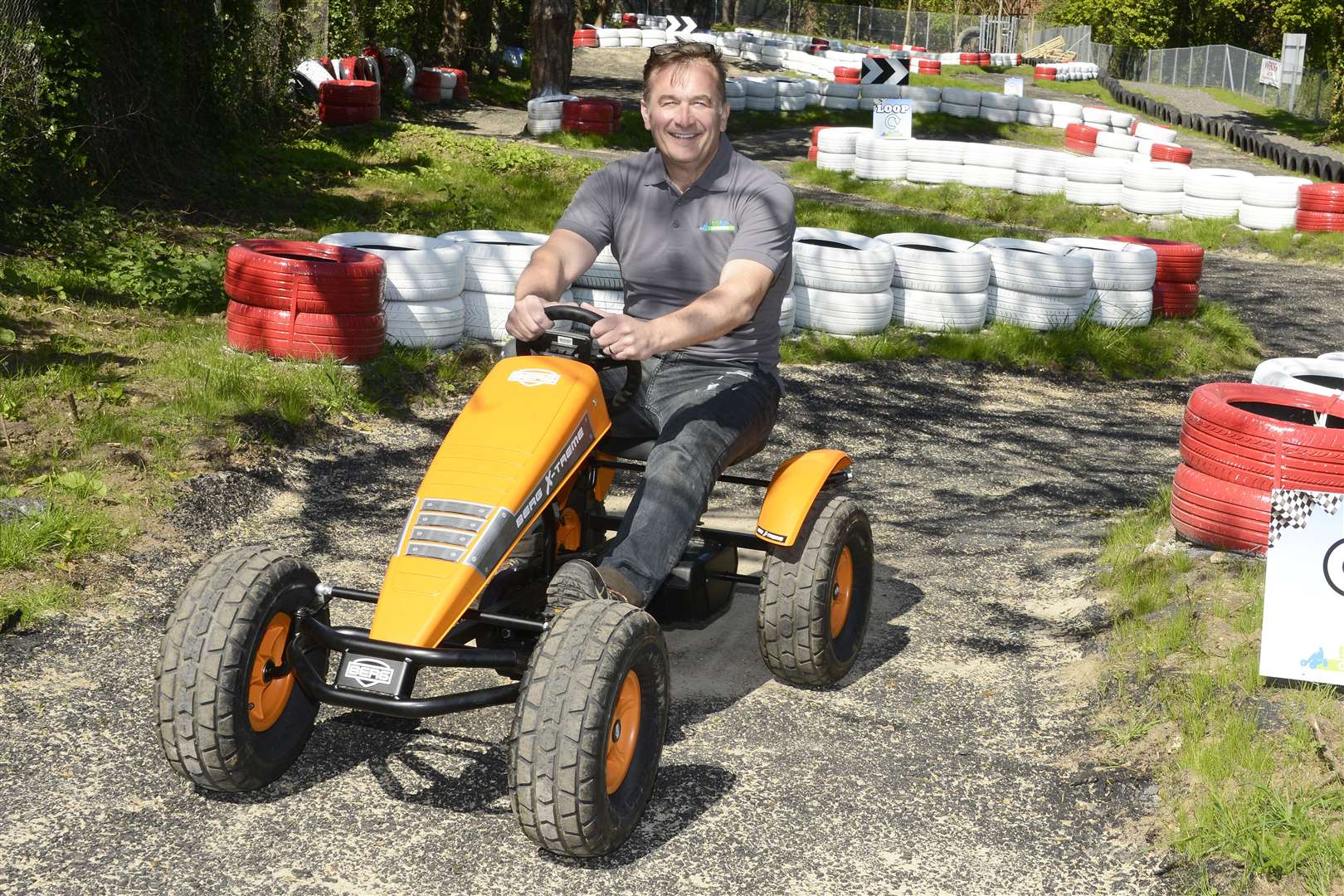 Chartham.Owner of The Big Fun House Simon Bridgland with his new Venture Pedal Go Kart Track..Picture: Paul Amos. (10224170)
