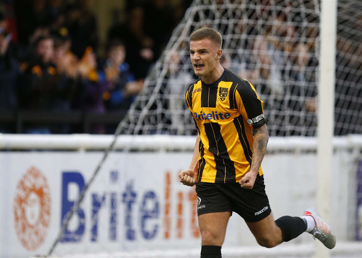 Jack Richards celebrates his winning goal on his first Maidstone start of the season Picture: Andy Jones