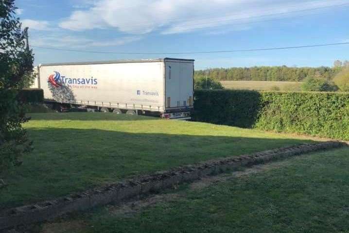 A hapless lorry driver was spotted in a tricky position on Tuesday. Picture: Maxine Smith
