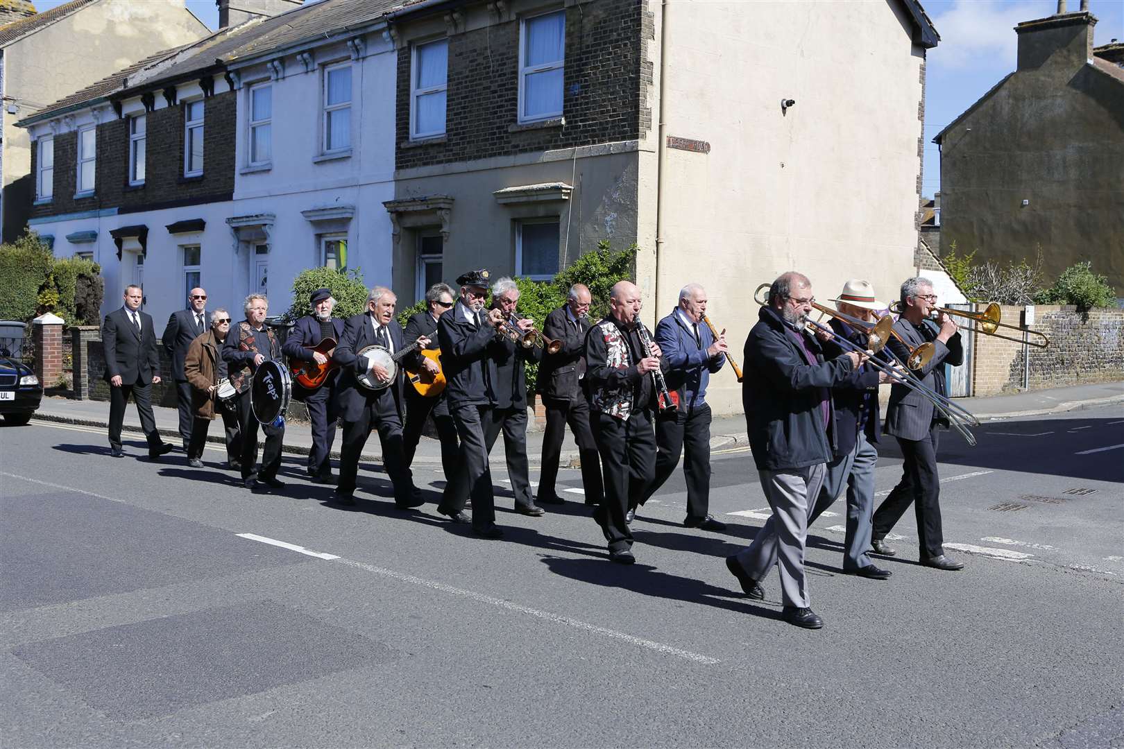 Some musicians taking park in a marching band at Jackie Bowles' funeral in Dover. Picture: Andy Jones