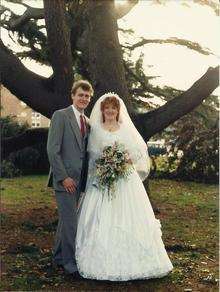 Neil and Diane Wakeling on their wedding day, a few days after the Great Storm