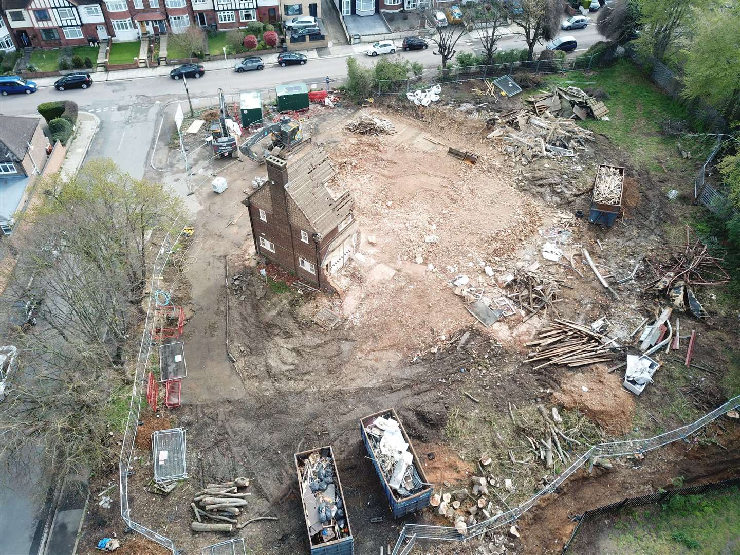 The pub during demolition in April. Picture: David Beattie