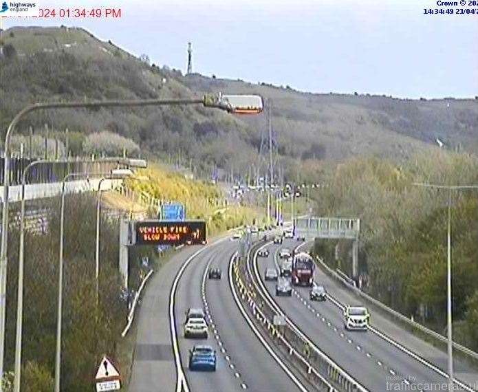 One lane has closed on the coastbound M20 at Junction 13.
/p
pPicture: National Highways