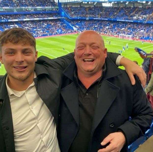 From left: Kieran and his dad Jonathan would watch football together. Picture: Charlotte Ingram