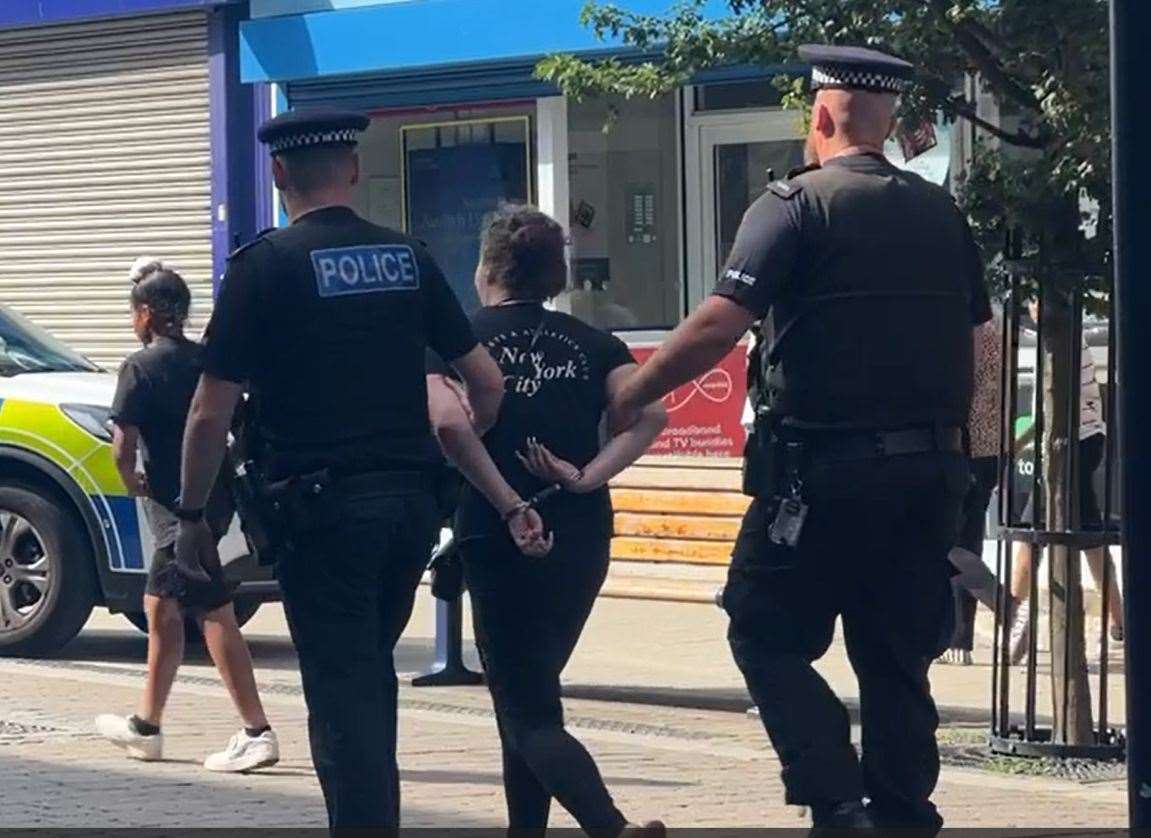 A woman has been arrested in Gravesend town centre
