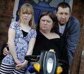 Disabled Debbie Stiff, with husband Gary Stiff and daughter Chermayne Dawe