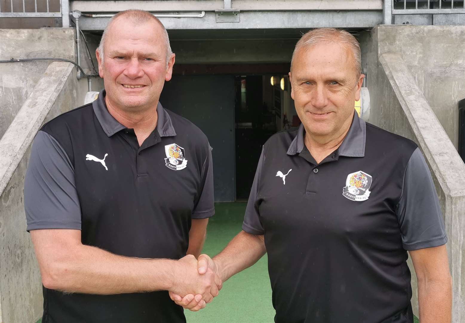 New Dartford manager Alan Dowson with director of football Tony Burman.
