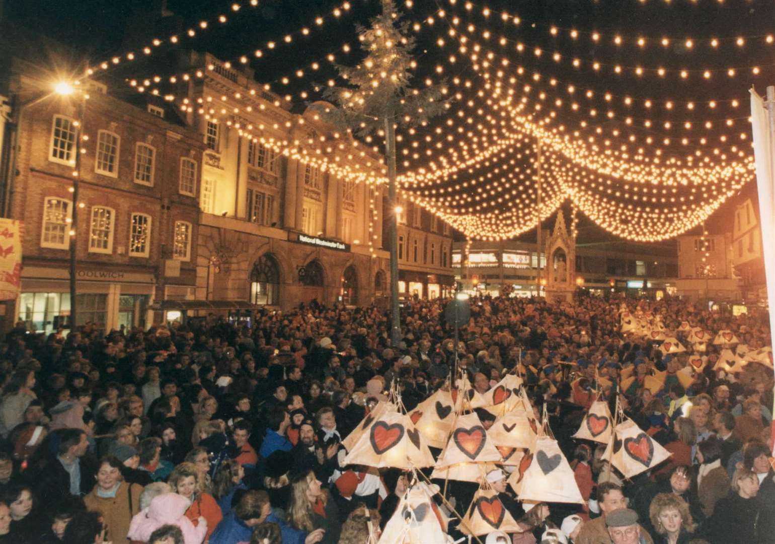 Thousands throng the town centre for a previous Christmas lights event