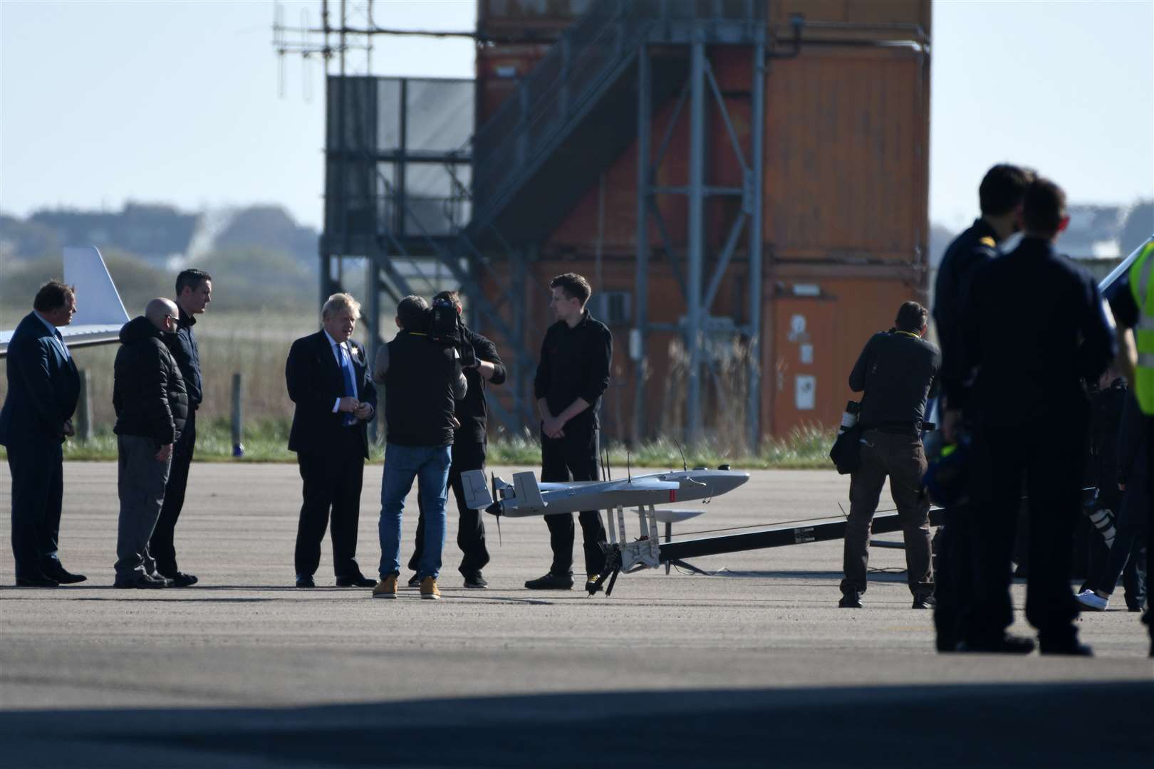 Prime Minister Boris Johnson arrives at Lydd airport. Picture: Barry Goodwin