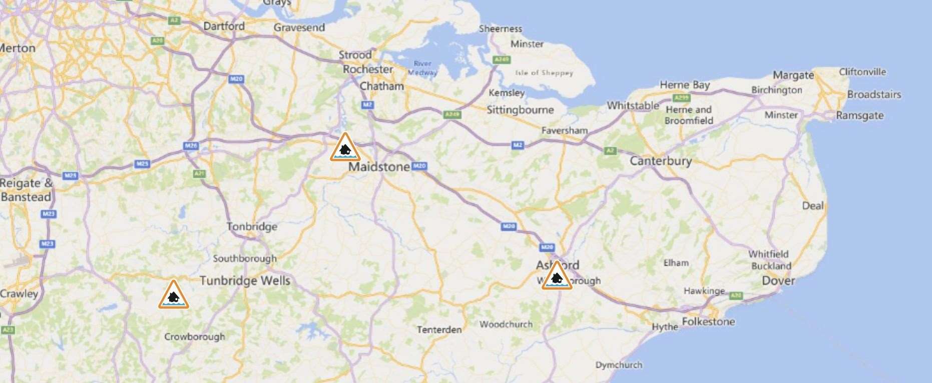 Three flood alerts have also been issued in Kent. Picture: The Environment Agency