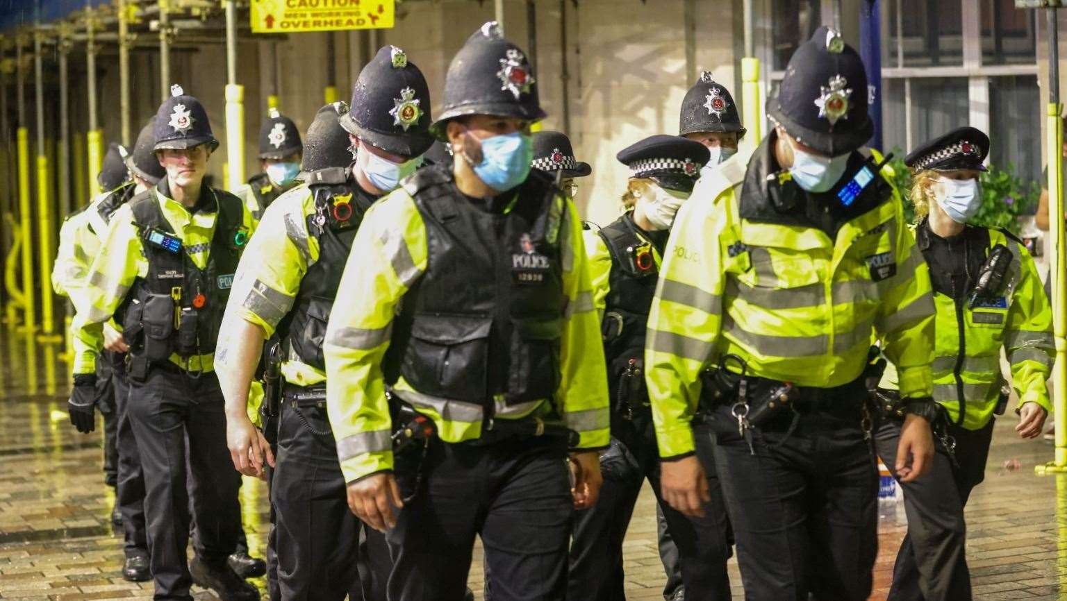 There was a heavy police presence in Maidstone after England's defeat Picture: UK News in Pictures
