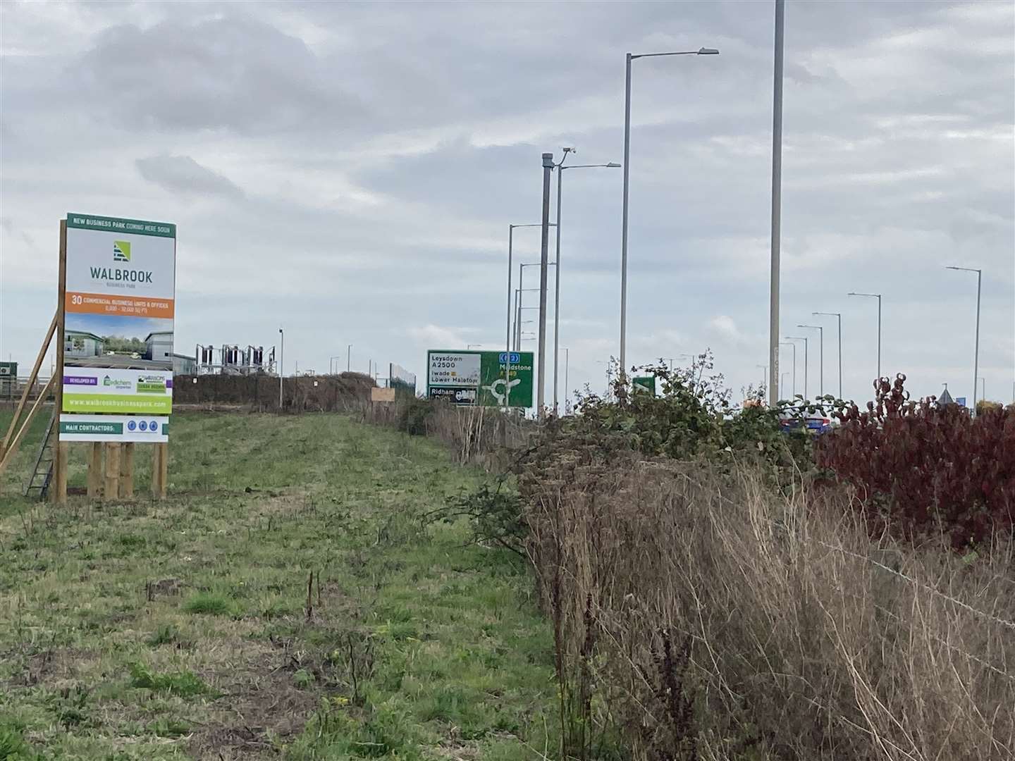 The site of Walbrook Business Park fronting the A249 at Neats Court, Queenborough