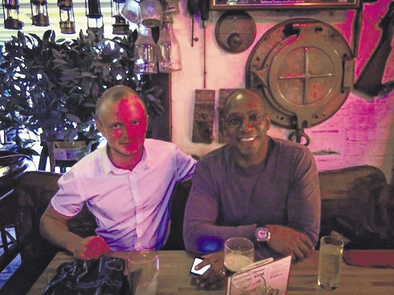 Ian Wright met with staff and manager, Richard Gleeson, of Cullins Yard restaurant in Dover.