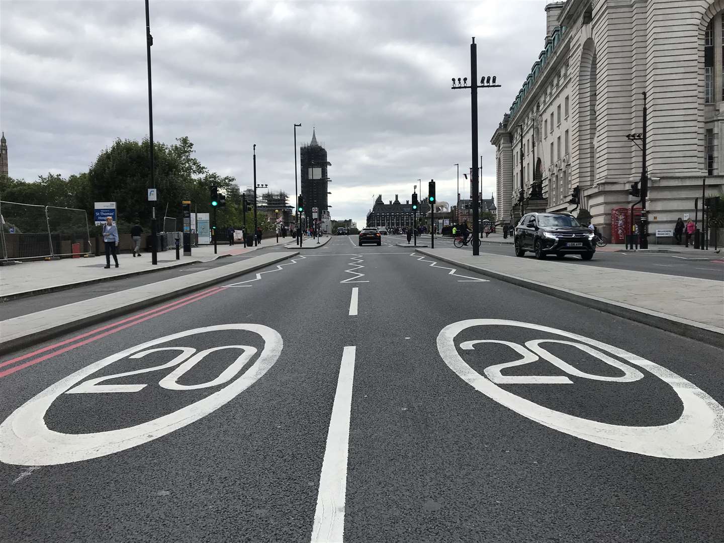 The 20mph limit on Westminster Bridge in London