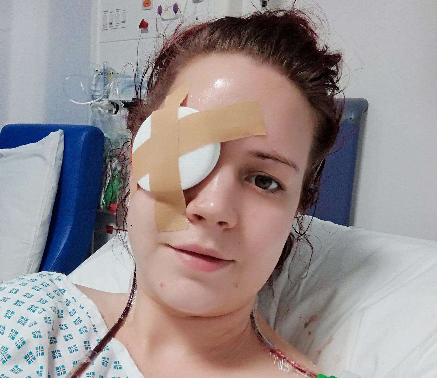 Toni Crews following major surgery to remove the cancer from her tear duct