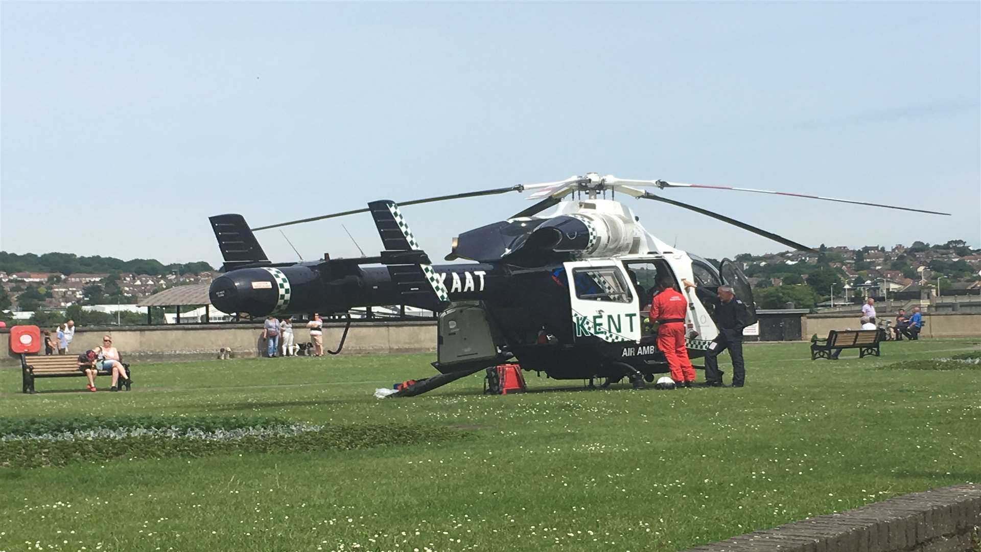 The Kent Air Ambulance landed on The Esplanade.