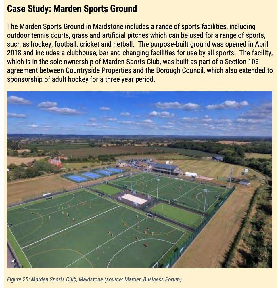 A case study used for inspiration for the proposed sports hub in Paddock Wood. Photo: Paddock Wood Neighbourhood Plan 2020-2038