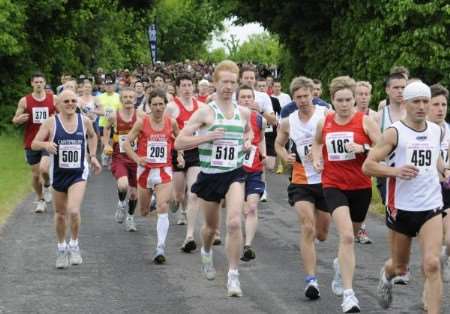 Runners on their way in the Canterbury Half-Marathon