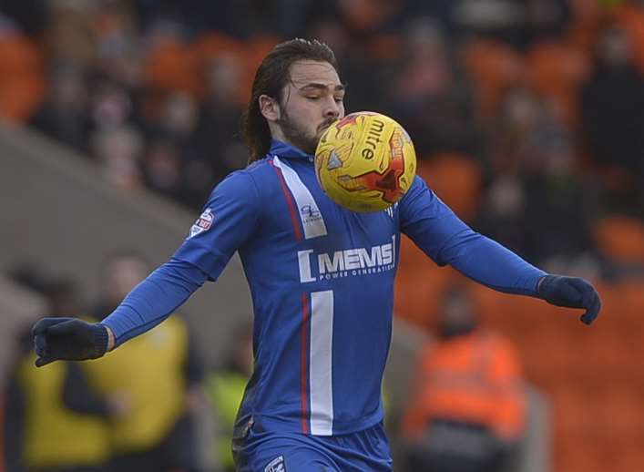 Bradley Dack on the ball for the Gills at Blackpool Picture: Barry Goodwin
