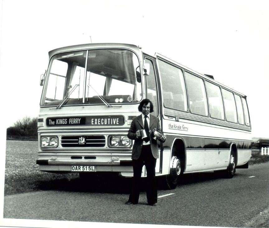 Kings Ferry owner Peter O'Neill in front of an original Kings Ferry coach