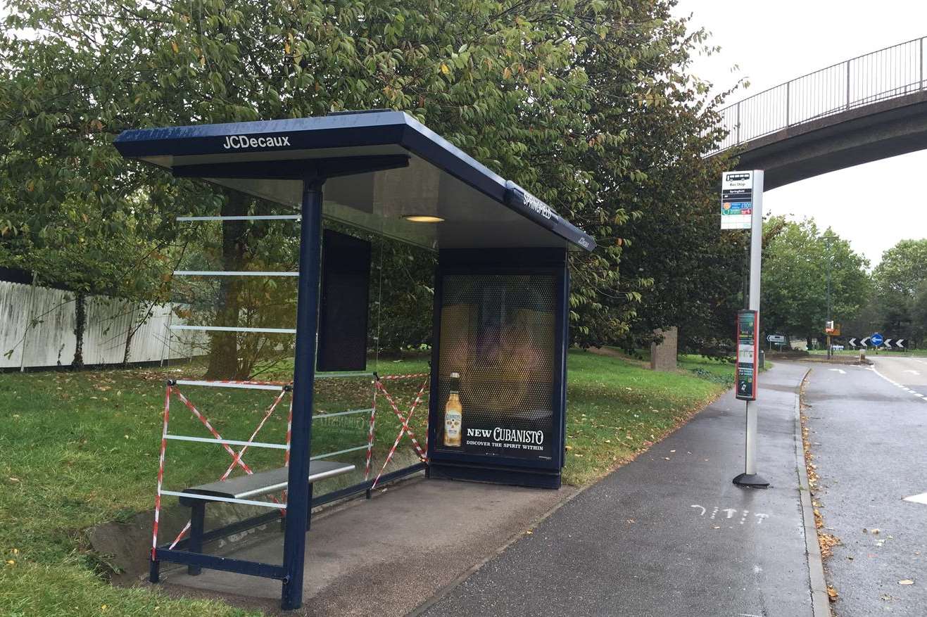 A shelter in Royal Engineers Road, Maidstone, on the Blue Bell Hill bound carriageway, was targeted.