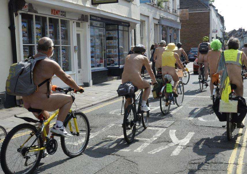 A previous Naked Bike Ride in Canterbury