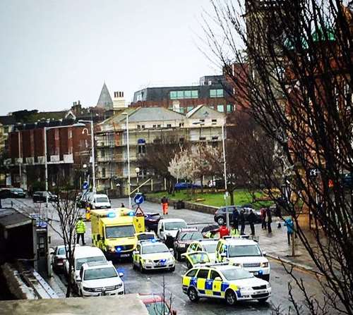 The scene of the incident at Sandgate Road, Folkestone.