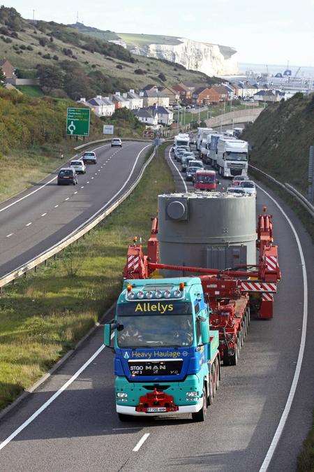 Massive transformer being carried along the A2