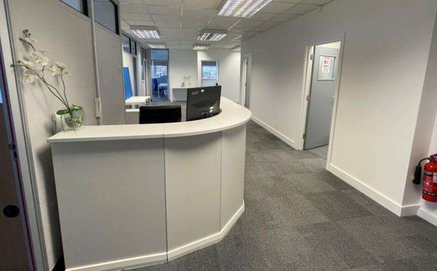 A reception area at the office block, which is up for sale. Picture: Clive Emson